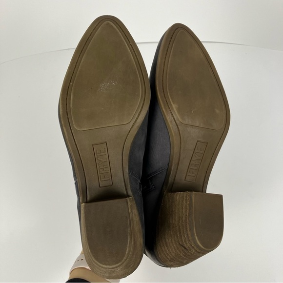 FRYE Judith Double Zip Stacked Heel Almond Toe Ankle Boots Grey Blue Sz 8.5 - Picture 13 of 16